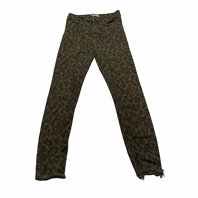 Zara Woman Premium Denim Collection Leopard Print High Rise Jeans Size 0 • $12.99
