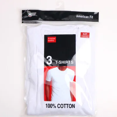 $11.99 • Buy 3 Pack White Men's 100% Cotton Tagless Crew V-Neck T-Shirt Undershirt Tee 