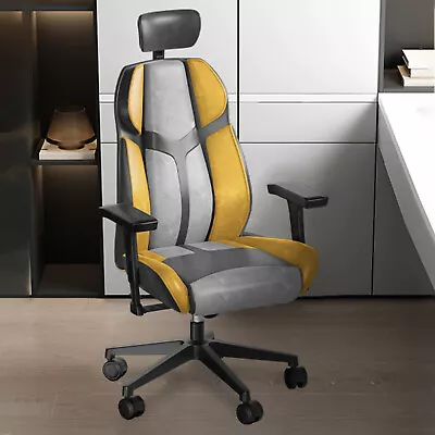 High Back Gaming Racing Chair Leather Heavy Duty Office Computer Chair Yellow • $89.99