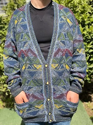 Missoni Cardigan 3D Knit Geometrical Pullover Retro Sweater Size 54 L XL Jeresy • $195