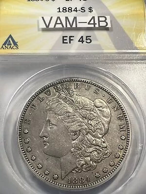 1884 S Morgan Silver Dollar - ANACS Xf45 VAM 4B Die Chip Rare • $350