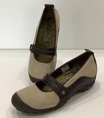 Merrell Shoes Womens 9 Plaza Bandeau Mary Jane Suede Leather Cap Toe Taupe Hiker • $19.95