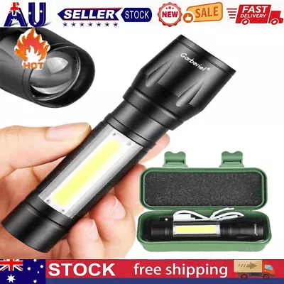 Tactical T6 COB LED Zoomable FlashligV$ USB Rechargeable Torch Lamp LigKJ • $11.26