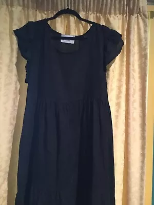 Pure Italian Linen Black Flowing Casual Dress Donna Donna 12/14 • $40