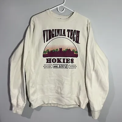 Vintage ITC Virginia Tech Hokies Burgundy Long Sleeve Pullover Sweatshirt Mens L • $40