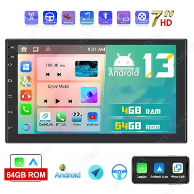 7  4G+64G Android 13 Double 2 Din Car Stereo Radio CarPlay Touch Screen GPS Navi • $70.81