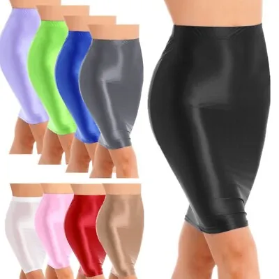 Women Glossy Shiny High Waist Pencil Skirt Stretchy Party Tight Bodycon Skirt • $9.71