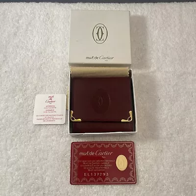 Cartier Must De Coin Purse Bordeaux Leather 73184184 Original Box Free Shipping • $170