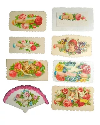 Antique Victorian Calling Cards Embossed Die Cut Floral Birds Lot Of 8 Vintage C • $12.99