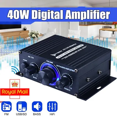 HiFi Digital Power Amplifier Mini Stereo Audio Amp Car Home DC12V Remote UK • £10.89