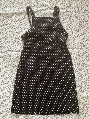 £10 • Buy Polka Dot ASOS Pinafore Dress Size 10 Buckle Black White 