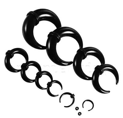 1pc. Black Acrylic C-Shape Taper Expander Stretcher With O-Rings Septum Ear Plug • $2.59