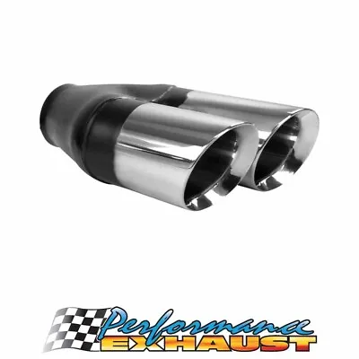 Angle Cut Inner Cone STAINLESS Exhaust Tip - 3  Inlet - Twin 3.5  Outlet LHS  • $119