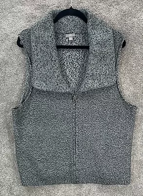 J Jill Vest Womens XL Black Gray Marled Full Zip Sleeveless Collared Sweater • $19.99