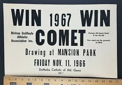 Vintage 1967 Mercury Comet Car Raffle Cardboard Sign Mansion Park Altoona PA • $37.50