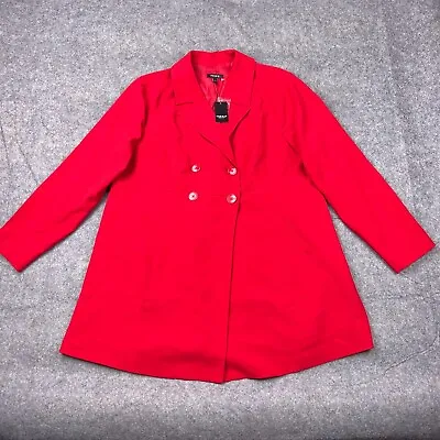 Torrid Trench Coat Womens 2X Red A Line Long Jacket Button Up Lined Pockets NEW • $59.95