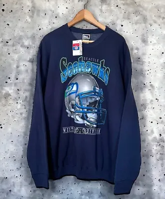 Vintage 90’s Seattle Seahawks Big Helmet Logo Sweatshirt XL Pro Player NFL NWT • $49.95