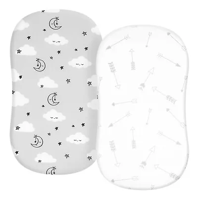 TILLYOU 2Pack Jersey Knit Soft Bassinet Sheets Fitted For Baby Boy Girl Gray • $14.49