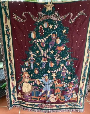 Vintage 1994 Macy's Christmas Throw Blanket Woven Fringe 54 X 70 Goodwin Weavers • $54.86