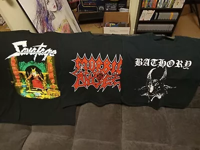 Heavy Metal Band Shirt Lot Savatage Morbid Angel Bathory Size Large Black READ • $21.50