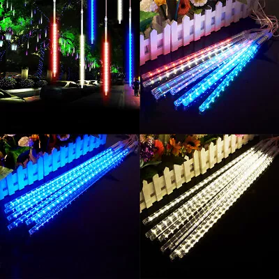 30cm 192 LED Meteor Shower Lights 8 Tubes Falling Rain Icicle Xmas Party Outdoor • $11.52