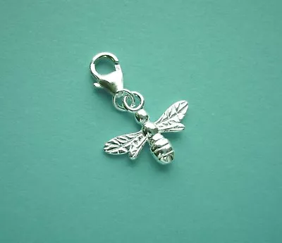 Clip On 925 Solid Sterling Silver Honey BEE Charm /TRIGGER LOBSTER CLASP  • £6.99