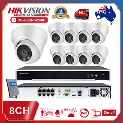 4K Hikvision 8CH 8MP CCTV System Set Home Security IP Camera POE NVR MIC IR30m • $123.50