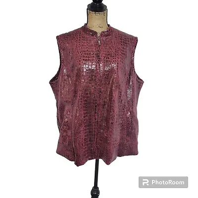 Erin London Vest Woman’s 1X Zip Up Reptile Print Animal Print Lining Shine • $10