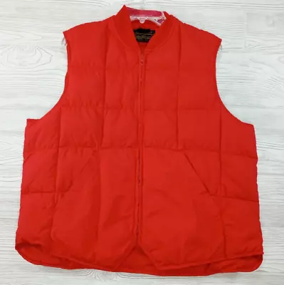 Vintage Eddie Bauer Puffer Vest Medium Red Full Zip Quilted Goose Down Outerwear • $35.55