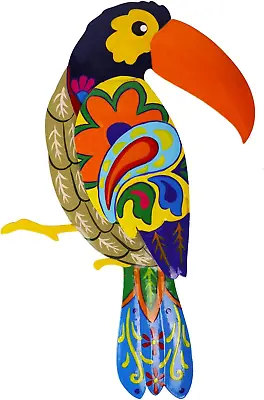 Large Metal Hornbill Wall Decor Vivid Colorful Bird Art Wall Hanging For Indoor • $27.49