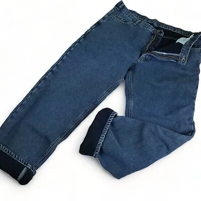 Fleece Lined Jeans Mens 40x32 Measure 39x31 Blue Denim Outdoors Workwear • $14.13