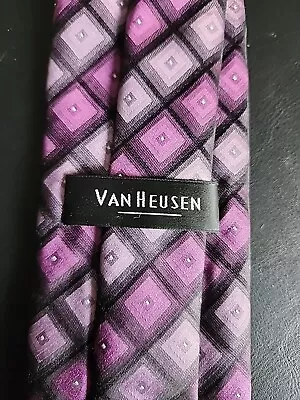 Men's Neck Tie  Van Hausen Silk L58  W3.5  Pink • $12.99