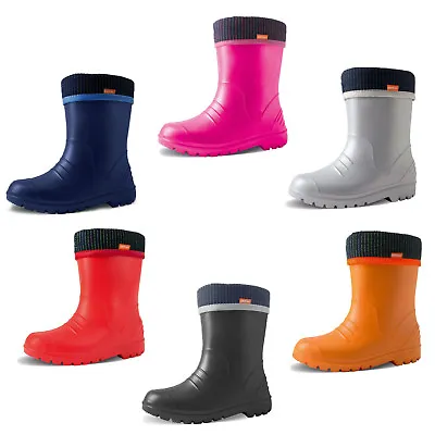 DEMAR Toddlers Little Kids Boys Girls Wellies Rain Wellington Boots Fleece-Lined • £9.99
