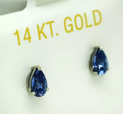 LAB CREATED AAA TANZANITES  1.18 Cts STUD EARRINGS 14K WHITE GOLD - Made In USA • £67.40