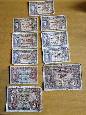 A Collection Of British Malaya George VI Banknotes All 1941. • £0.99