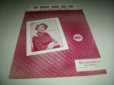 DINAH SHORE 1950 Vintage Sheet Music  MY HEART CRIES FOR YOU   • $4.99