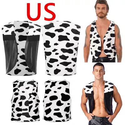 US Mens Flannel Western Cowboy Vest Sleeveless Open Front Waistcoat Tops Costume • $11.43