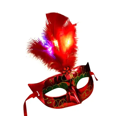 Women Venetian LED Mask Masquerade Fancy Dress Party Princess Feather Masks Us • $0.01