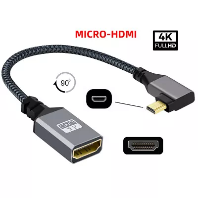 Chenyang 4K Type-D Micro HDMI 1.4 Male To HDMI Female Extension Cable For DV MP4 • $7.36