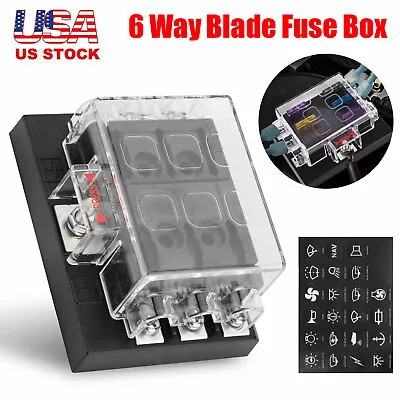 6-Way Car Marine Waterproof Fuse Box Block Holder With LED Indicator For 12V-32V • $12.48