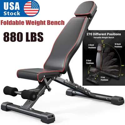 880 LB Adjustable 10 Positions Incline Decline Sit Up Bench Improved Cushion For • $93.99