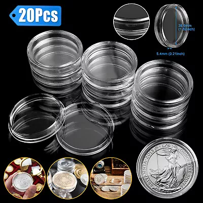 20Pcs 38.6mm Coin Storage Holder Clear Capsules Box For 2oz Silver Queen's Beast • $12.48