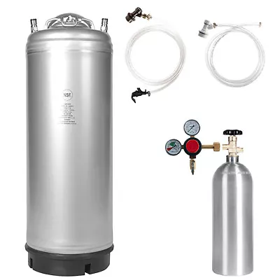 Beer Keg Kit 5 Gal Ball Lock Keg 5 Lb CO2 Tank Dual Gauge Regulator And Parts • $269.95