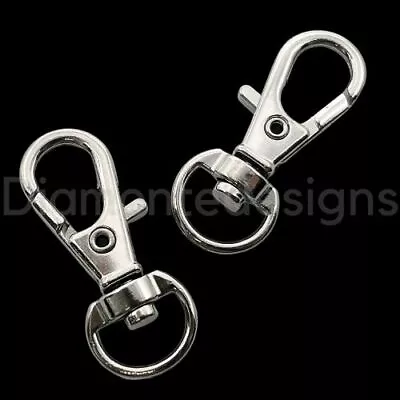 32mm Silver Coloured Lobster Trigger Swivel Clasps Findings Keyring Hook Key UK • £3.29