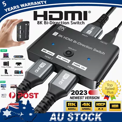 Upgraded HDMI Switch 8K 4K HDMI Switcher Box Splitter Bi-Direction HUB HDCP 3D • $24.99
