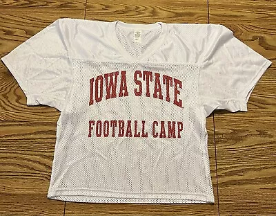 Iowa State VTG Jersey Football Camp White Mesh Cropped Medium A4 • $19.99