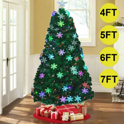 4-7' Pre-Lit Fiber Optic Artificial Christmas Tree Snowflake Lights Decorations • $70.99