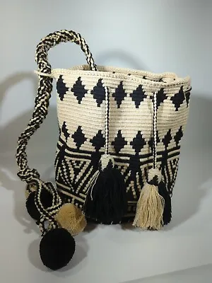 100% Wayuu Mochila Colombian Bag Large Size Crossbody Bucket Design Travel • $59.99