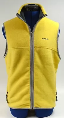 Vintage COLUMBIA Synchilla Full Zip Fleece Vest (Yellow) Men's Small Made In USA • $25.99