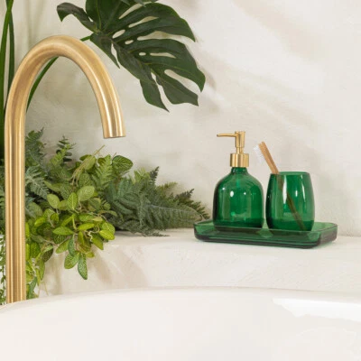 $17.45 • Buy New Habitat Emerald Glass Bathroom Accessories